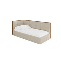 EINZELLBETT Jugendbett mit Bettkasten, Rechts - SOVY 100x200 Dunkelbeige - Taupe, Holzwerkstoff/Textil (100/200cm) - ALTDECOR