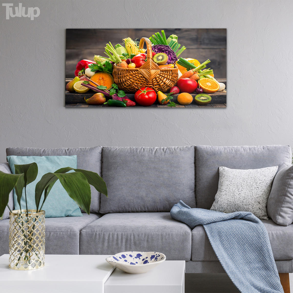 GLASBILD 120x60 cm Obstkorb - Multicolor, Glas (120/60cm) - TULUP