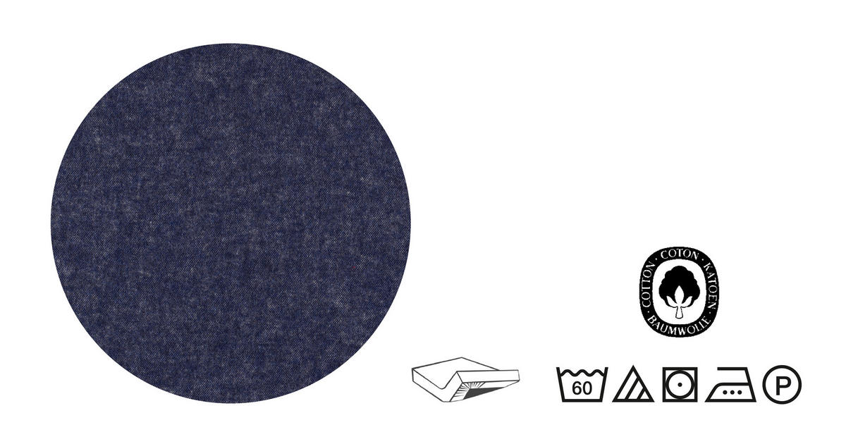 SPANNBETTTUCH Biber Melange UNI marine, 180x200 cm - 200x200 cm - Dunkelblau, Textil (200/200cm) - biberna