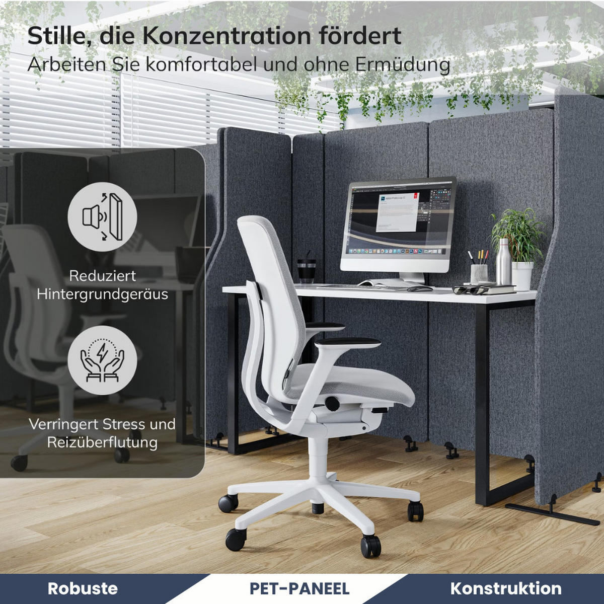 AKUSTIK-TRENNWAND mit Schalldämmung PEOLT 145x280x1,8cm Anthrazit Stellwand - Anthrazit, Kunststoff (280/145/1.8cm) - DELUKE