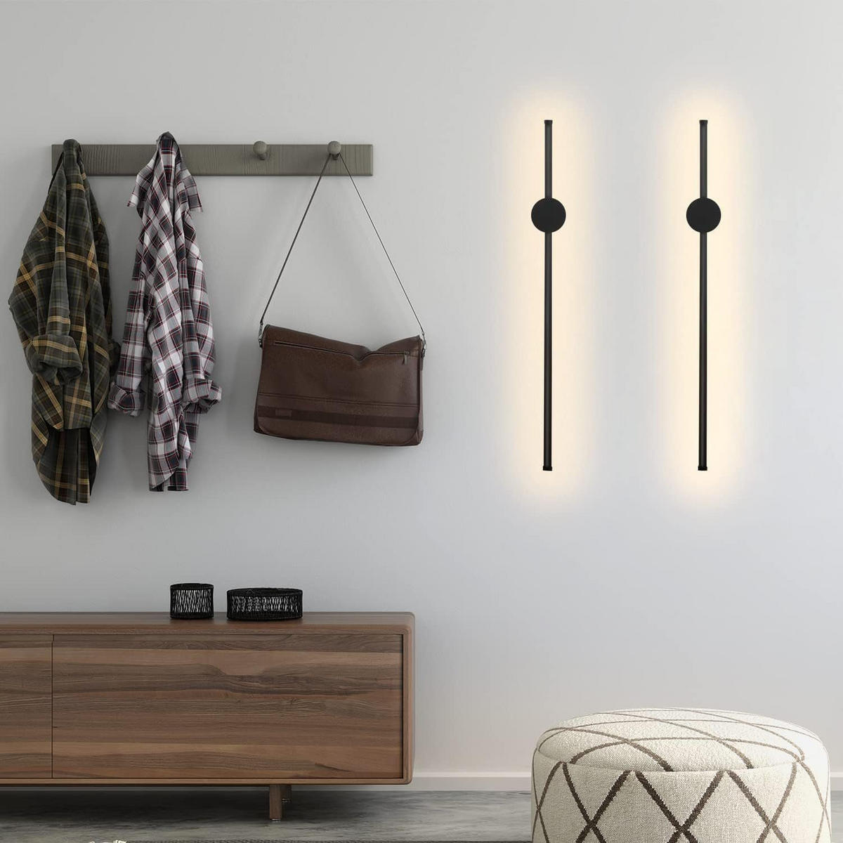 NÁSTĚNNÉ LED svítidlo Nastasi (sada 2 ks) - černá, kov (60/6/10cm) - Nettlife