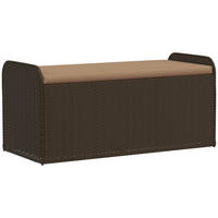 SITZBANK Mit Stauraum & Kissen Braun 115/51/52 Cm Poly Rattan - Braun, Kunststoff (51/52/115cm) - vidaXL