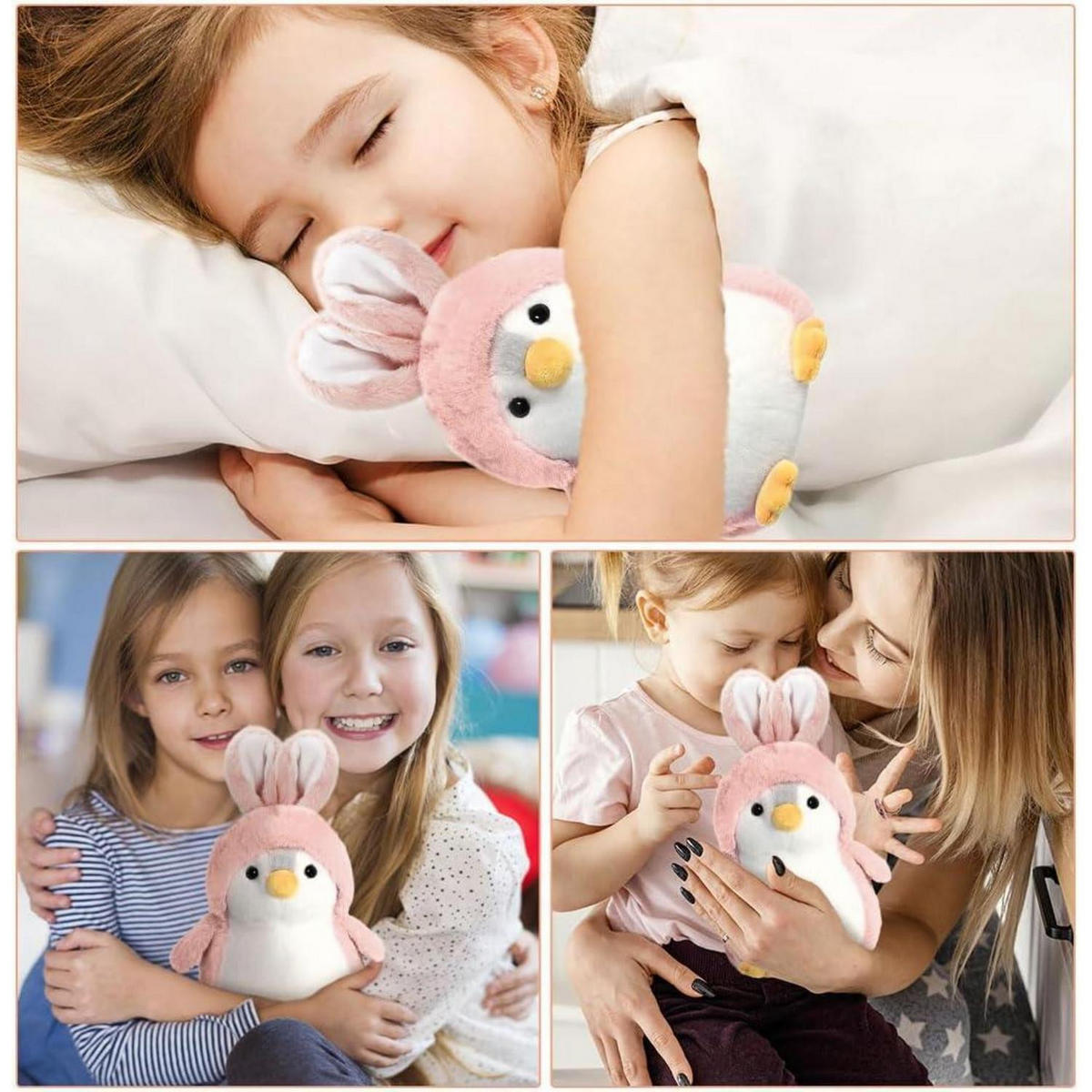 KUSCHELTIER Pinguin Rosa Hasenohren 20 cm - Rosa, Textil (15/20cm)