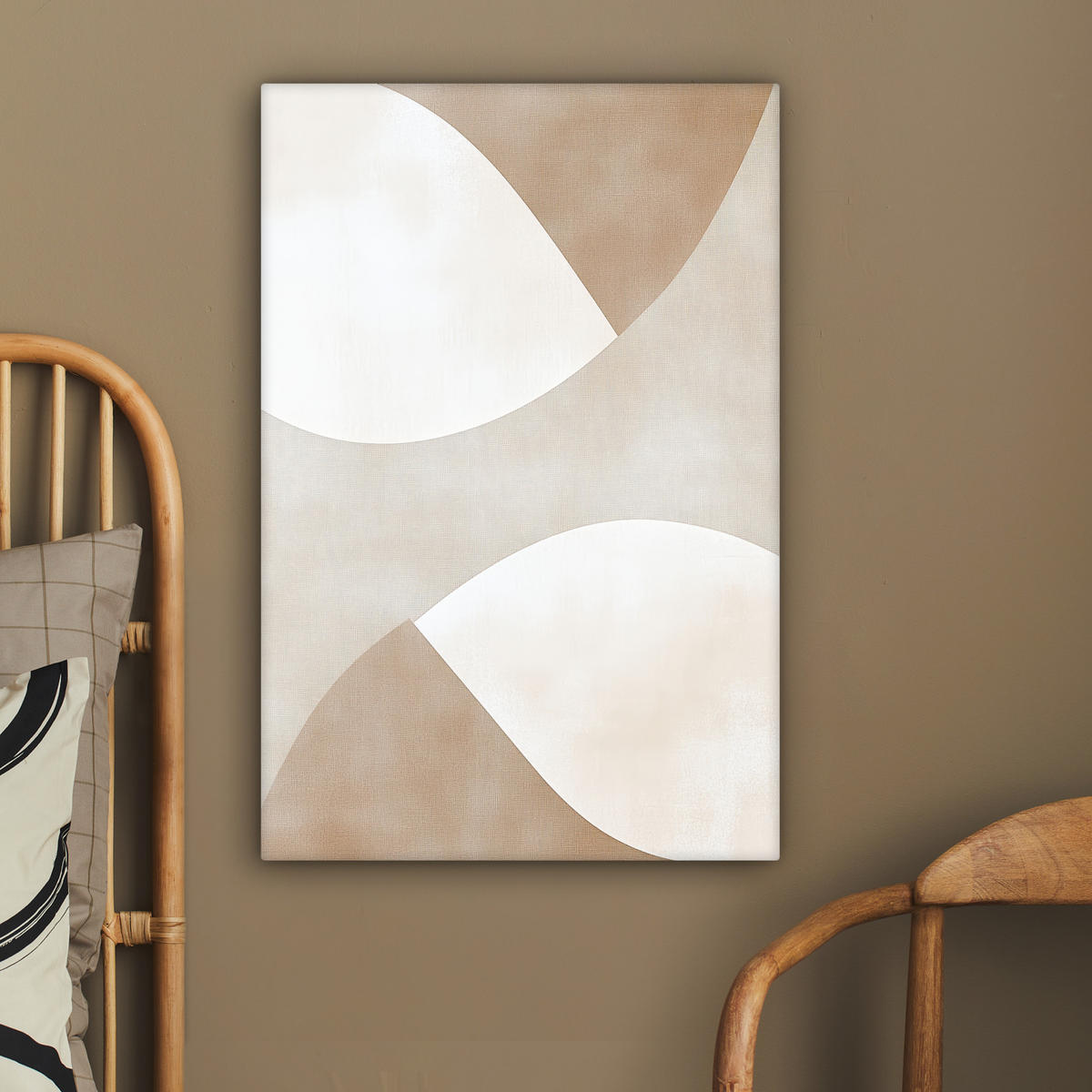 LEINWANDBILD Braun - Japandi - Abstrakt 40x60 cm - Sandfarben, Textil (40/60cm) - MuchoWow