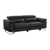 RELAXSOFA - 3 Personen - leder - schwarz Breyt - Schwarz, Leder (220/77/108cm) - Vente-Unique