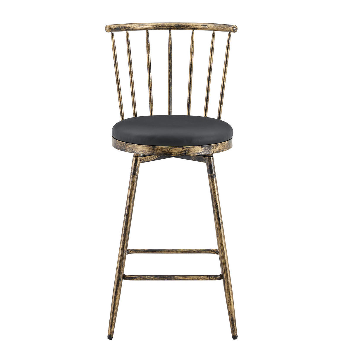 BARHOCKER im Windsor-Stil mit Kunstledersitz Schwarz/Braun - Multicolor, Metall (39/96/39cm) - MIVRAY