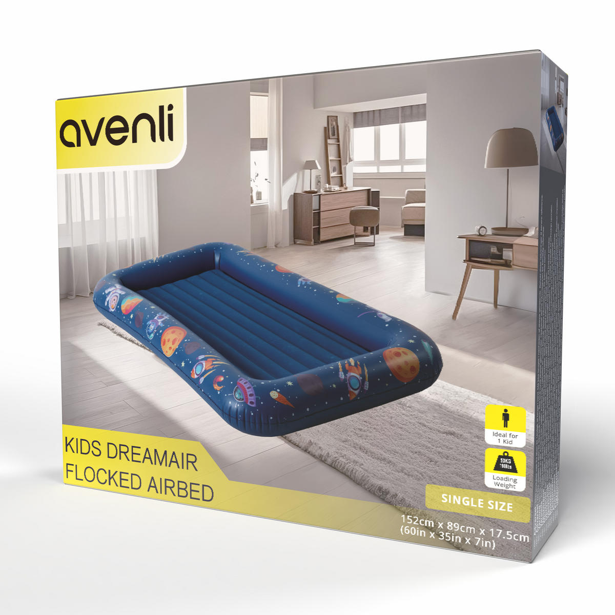 LUFTBETT Kinderluftmatratze aufblasbar DreamAir 152 x 89 x 17,5 cm blau - Blau, Kunststoff (89/152cm) - Avenli