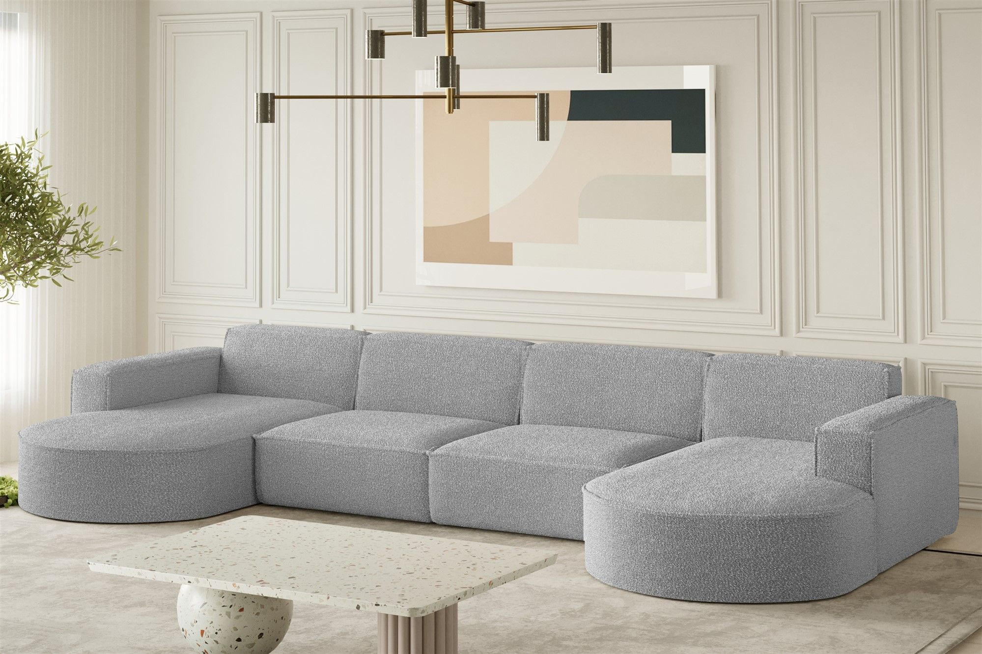 WOHNLANDSCHAFT Palma Xl In Ascot - Taupe, Holzwerkstoff/Textil (382/78/165cm) - Fun Möbel