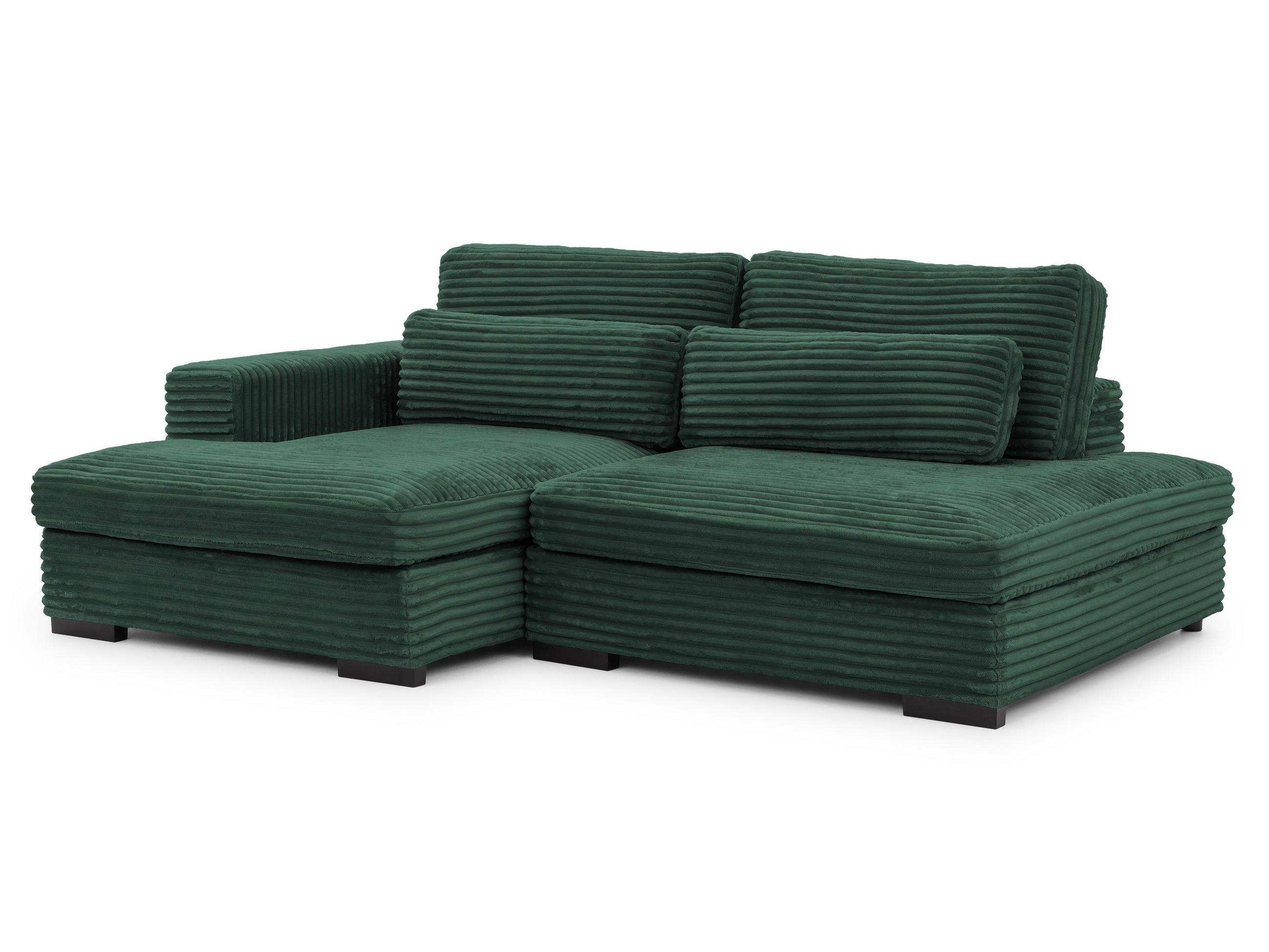 ECKSOFA Wolke mit tiefer Sitzfläche, Schlaffunktion und praktischem Bettkasten aus weichem Grün Cordstoff - Schwarz/Grün, Holz/Kunststoff (162/225cm) - S-Style