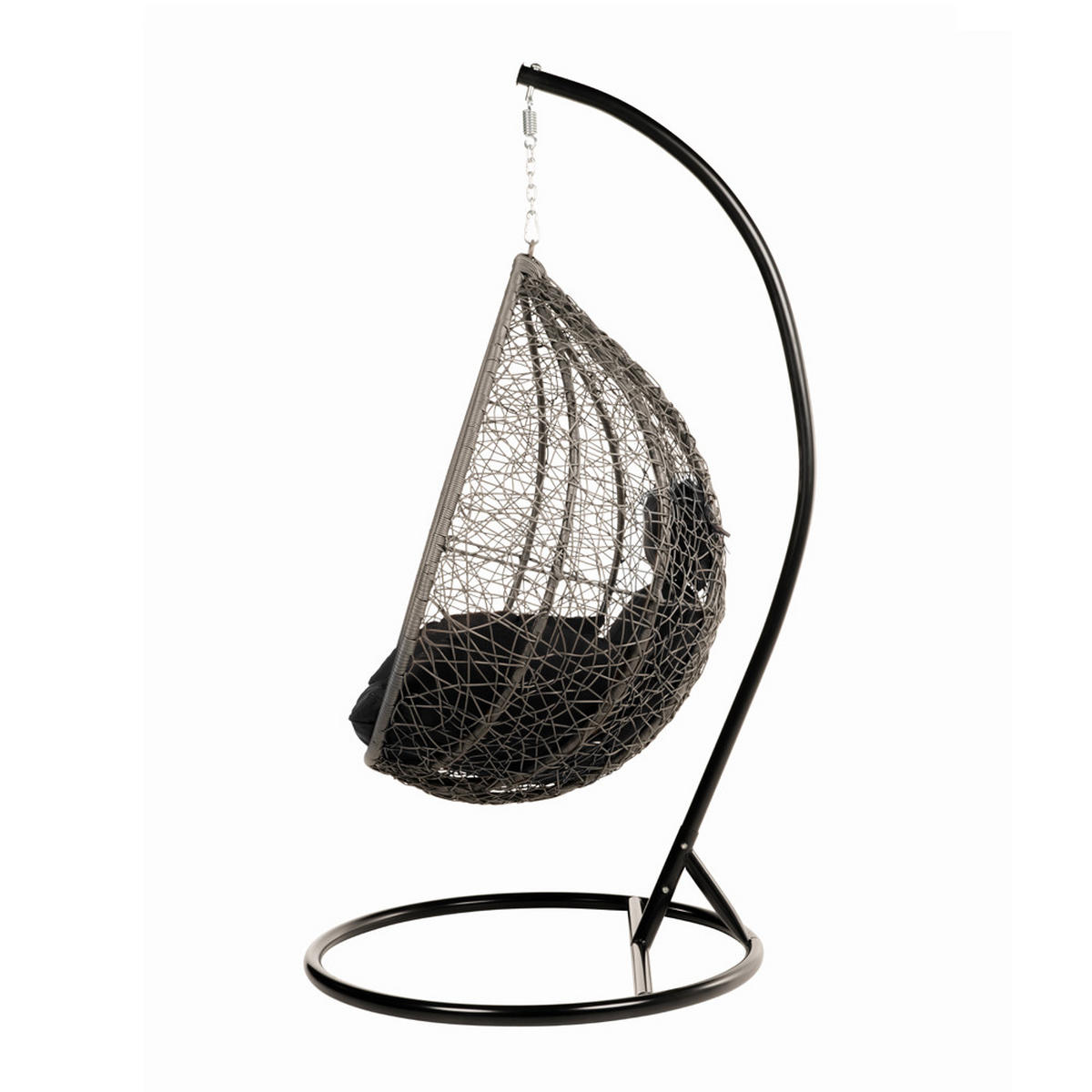 HÄNGESESSEL CIELO - Farbe: Schwarz, Ausstattung: Mit Regenabdeckung - Schwarz, Kunststoff (104/200/104cm) - Home Deluxe