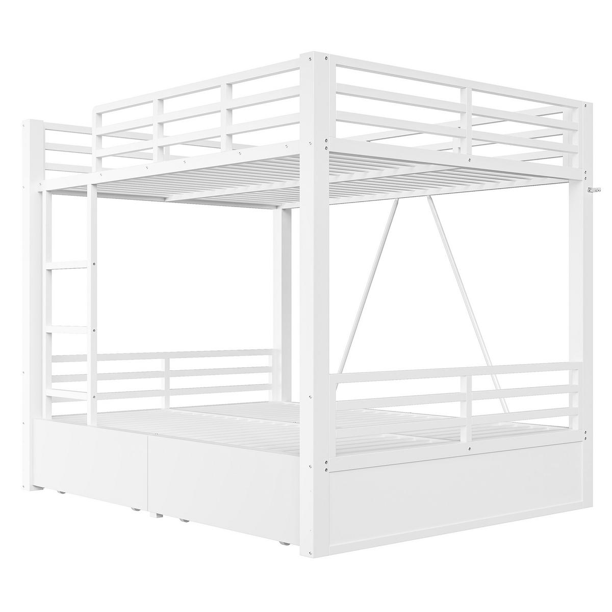 ETAGENBETT 140x200 Schubladen Leiter Weiß - Weiß, Metall (140/200cm) - FLIEKS