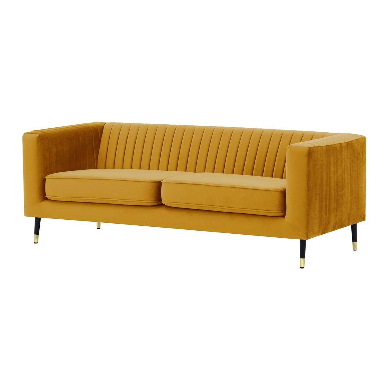 DREISITZER SOFA Slender-Velluto 8 - Gelb, Holz/Textil (201/71/83cm) - SLF24
