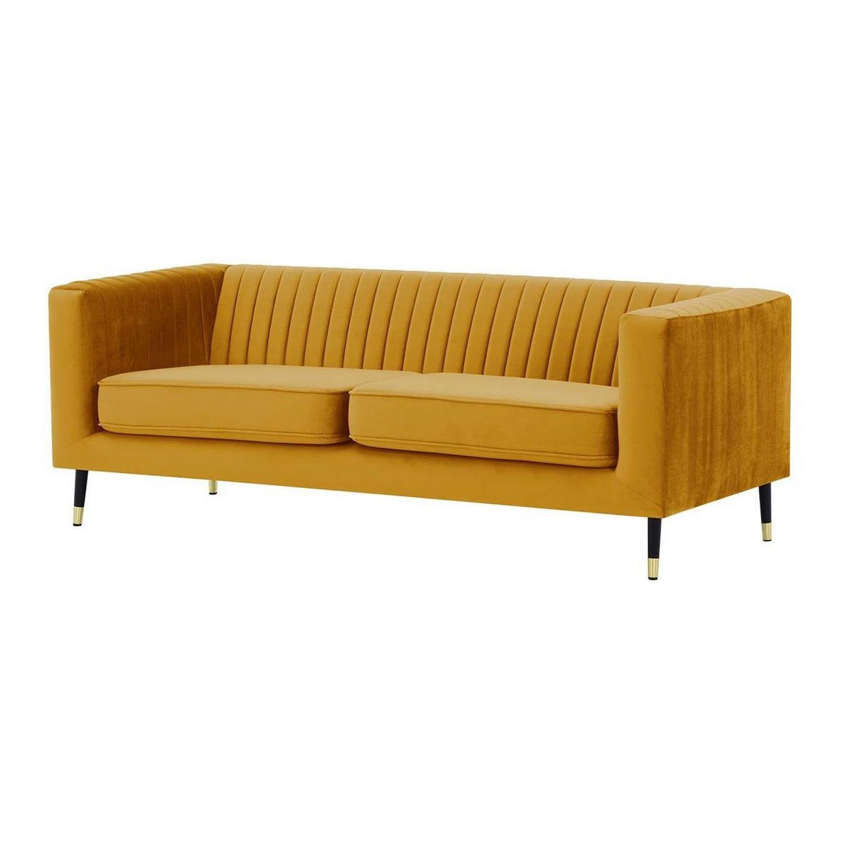 DREISITZER SOFA Slender-Velluto 8 - Gelb, Holz/Textil (201/71/83cm) - SLF24