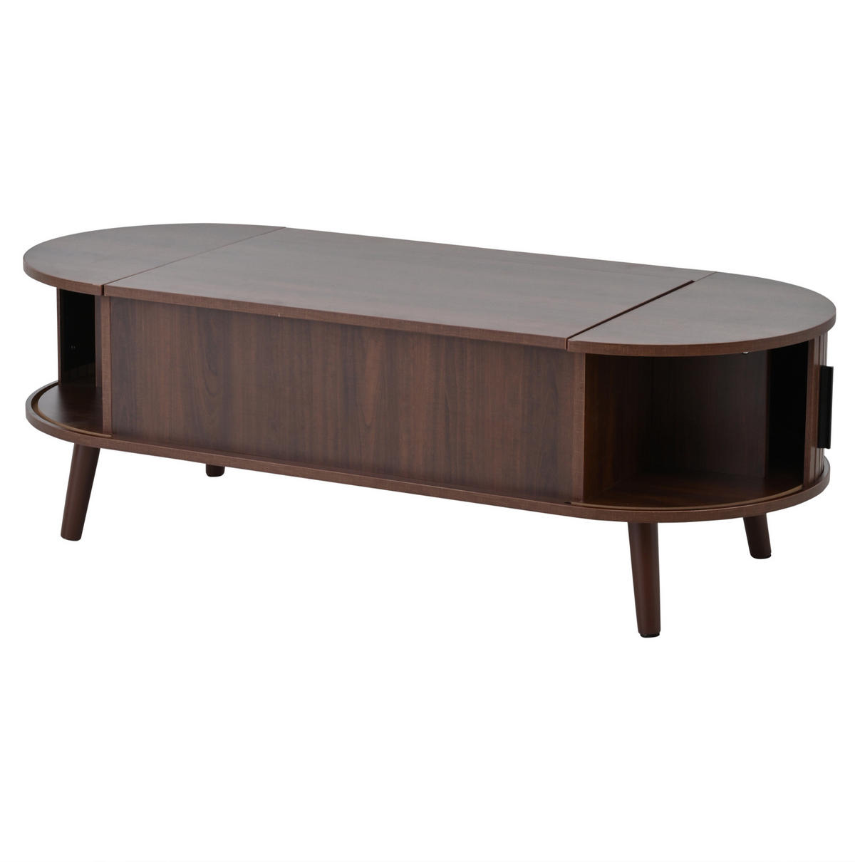 KONFERENČNÍ stolek 120/50/39,5 cm ořechový z MDF s nastavitelnou deskou a skrytým úložným prostorem - ořechová, kompozitní dřevo (120/50/39.5cm) - OKWISH