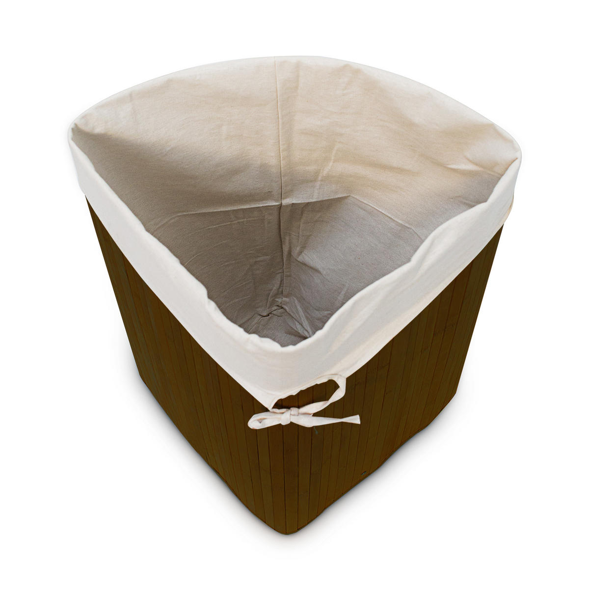 ECKWÄSCHEKORB - Braun, Holz/Textil (49.5/65/37cm) - Relaxdays