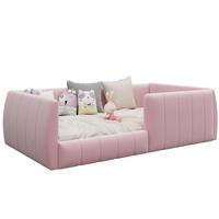 POLSTERBETT 90/200 cm in Pink Samt mit Sicherheitsgitter - Rosa, Holzwerkstoff/Textil (90/200cm) - WISHDOR