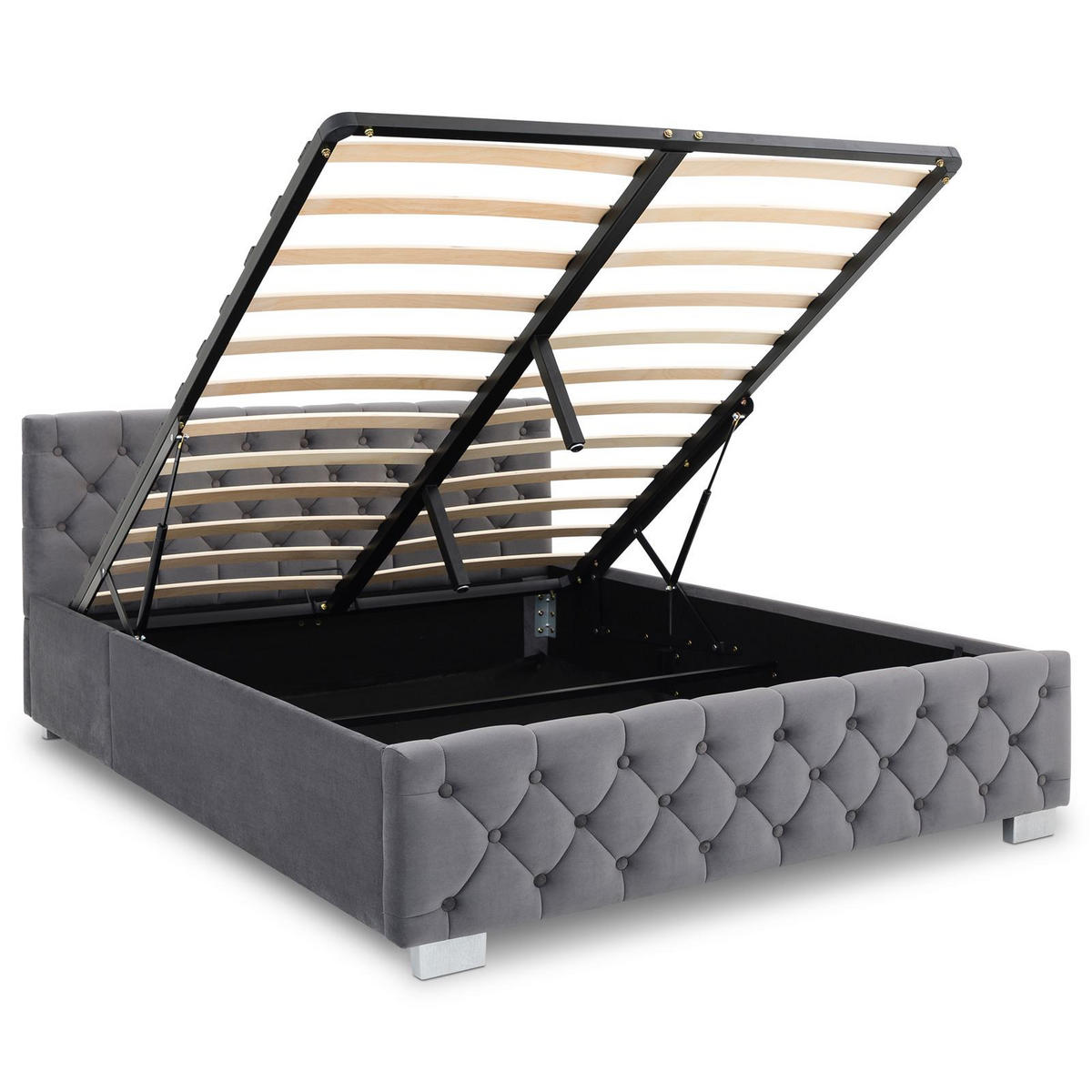 POLSTERBETT NURI 140x200 cm dunkelgrau - Dunkelgrau, Textil (140/200cm) - IDIMEX