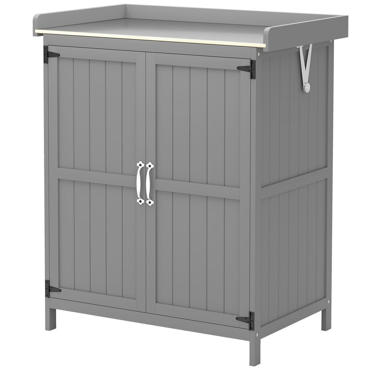GERÄTESCHUPPEN DE-17589 2 Türen mit Klappdach Grau - Grau, Holz (74/88/43cm) - ComfortXL