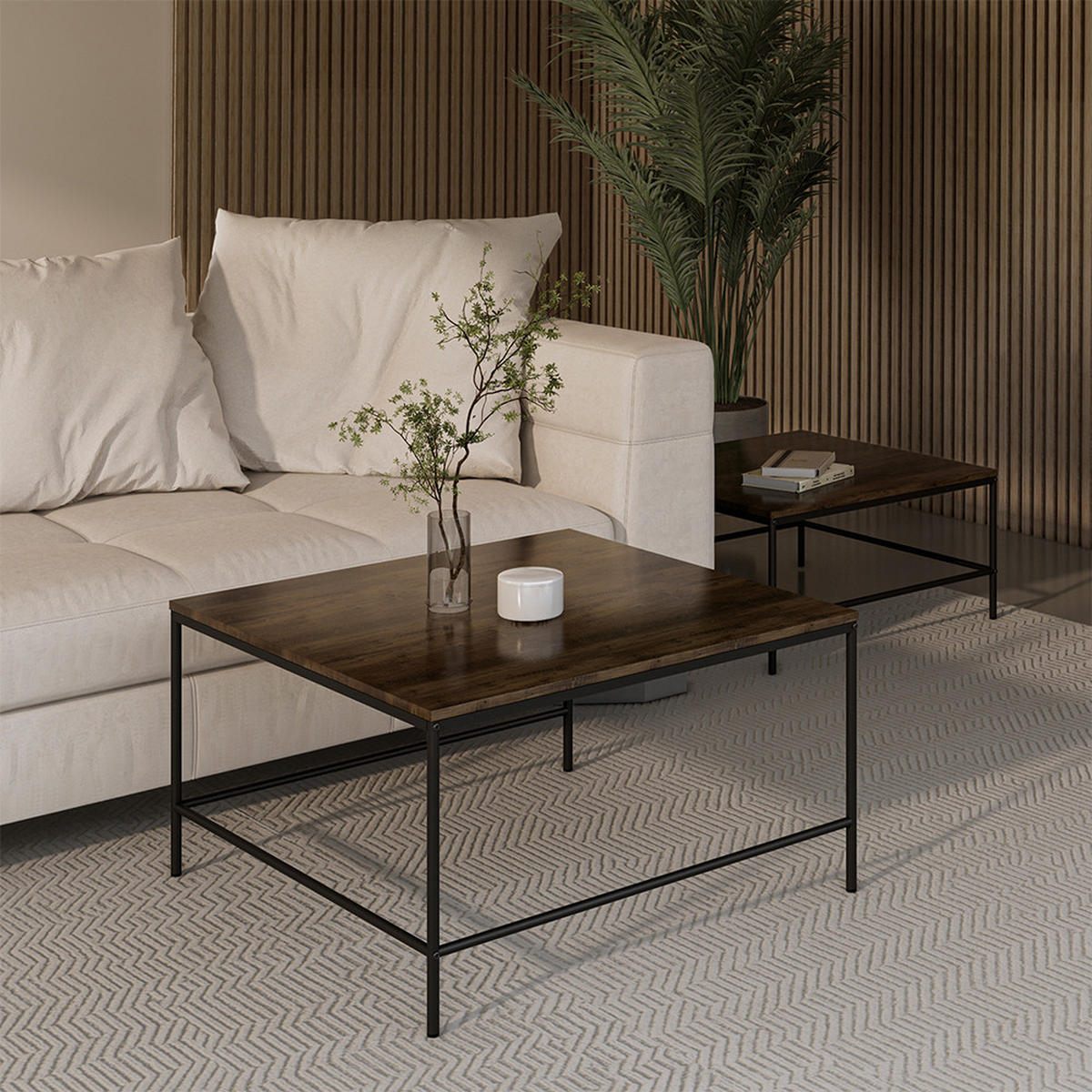 COUCHTISCH-SET Ramio Eiche rustikal 80 x 80 cm 2 Teile - Wildeiche, Holzwerkstoff (80/80/45cm) - Vicco