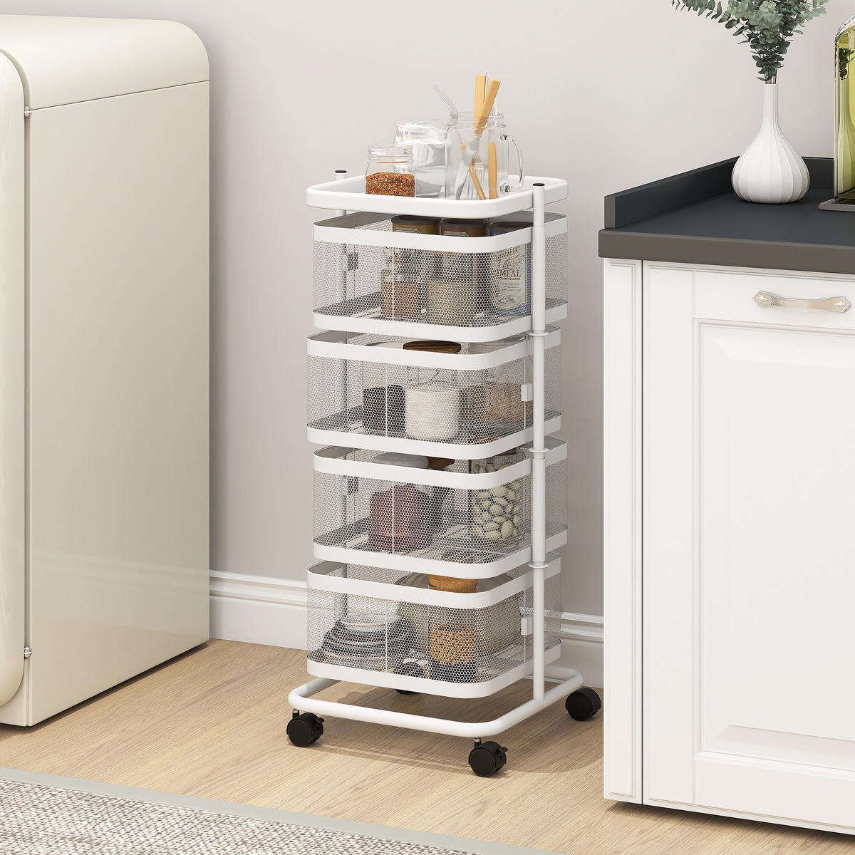 SERVIERWAGEN DE-12494 33/33/77 cm Weiß - Weiß, Metall (33/77/33cm) - ComfortXL