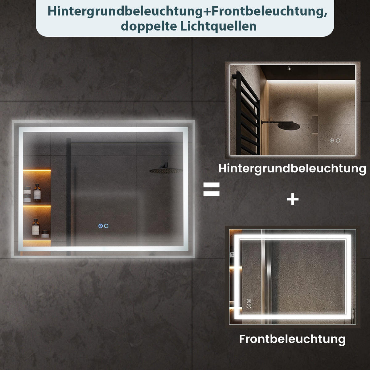 BADEZIMMERSPIEGEL Silber - Silberfarben, Glas (60/3.5/80cm) - COSTWAY