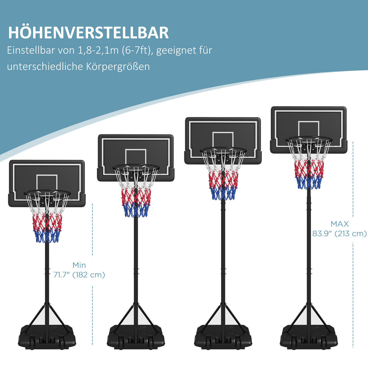 BASKETBALLKORB - Schwarz, Metall (55/74cm) - SPORTNOW
