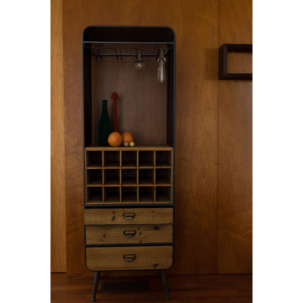 WEINSCHRANK Vino Eisen - Braun, Holz (56/170/38cm) - Dutchbone
