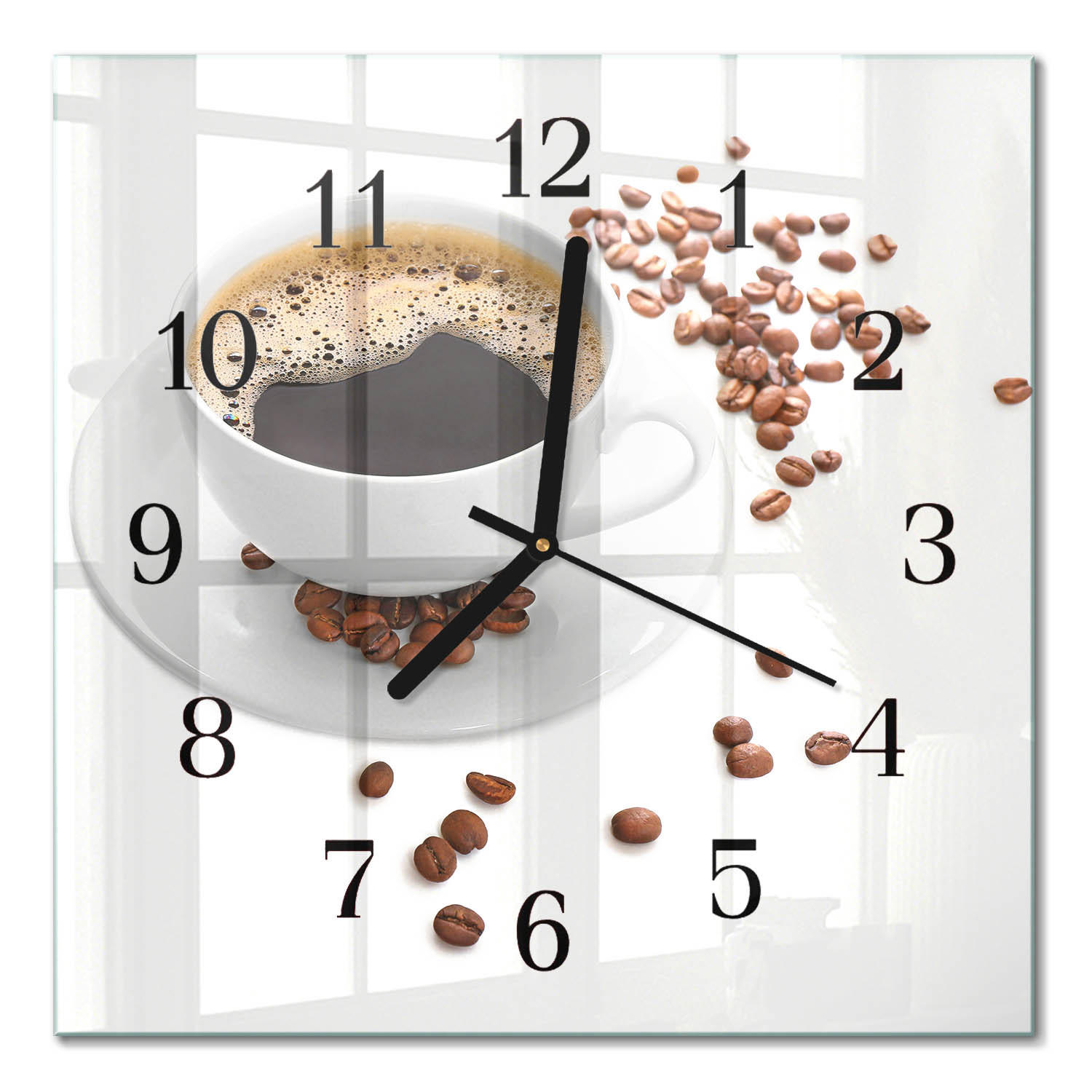 WANDUHR 30x30 cm - Kaffee - Weiß, Glas (30/30/0.4cm) - TULUP