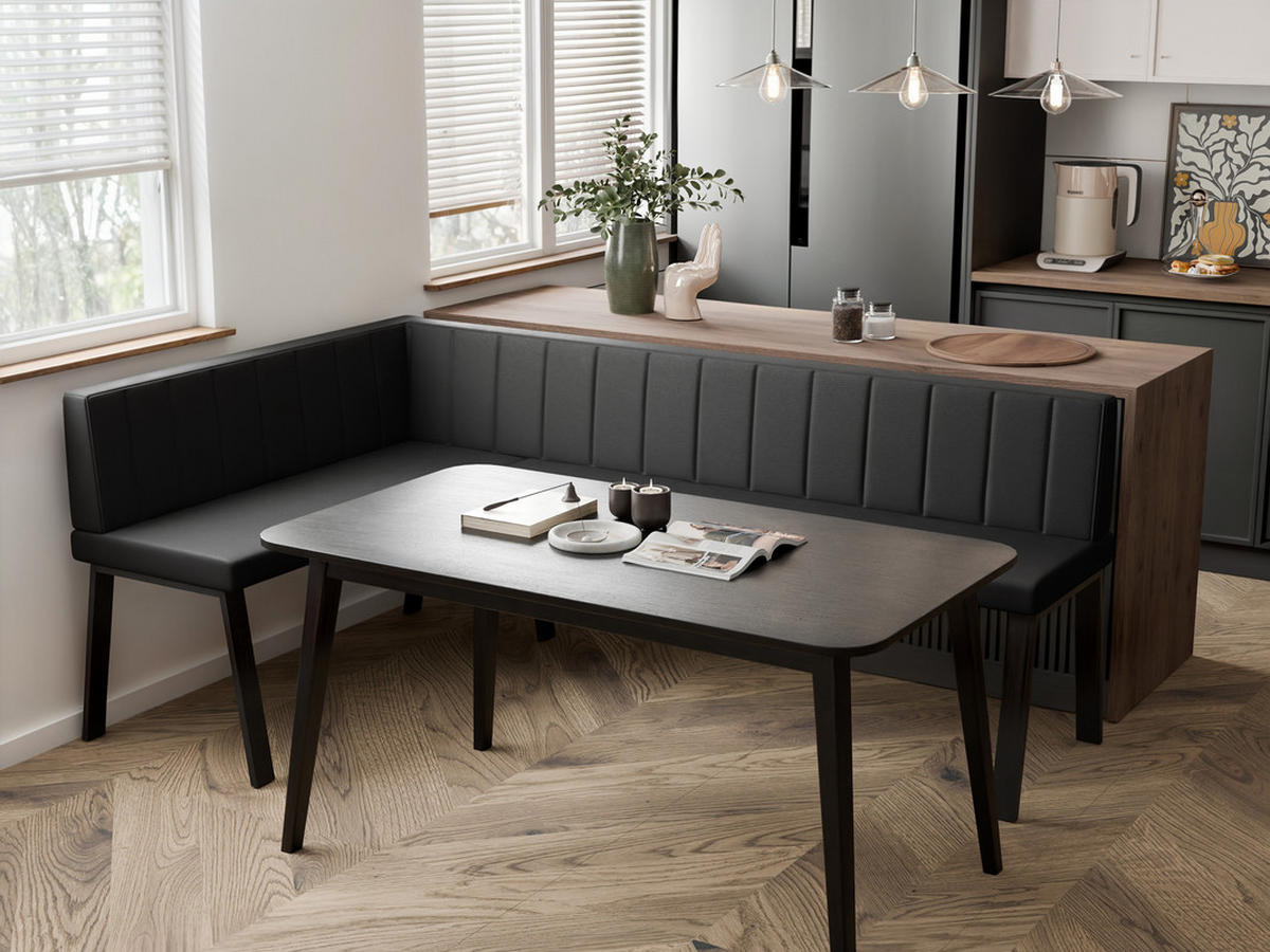 ECKBANK links MONO Y Kunstleder gesteppt, 128/168 cm Schwarz - Schwarz, Kunststoff/Textil (128/168cm) - Idohome