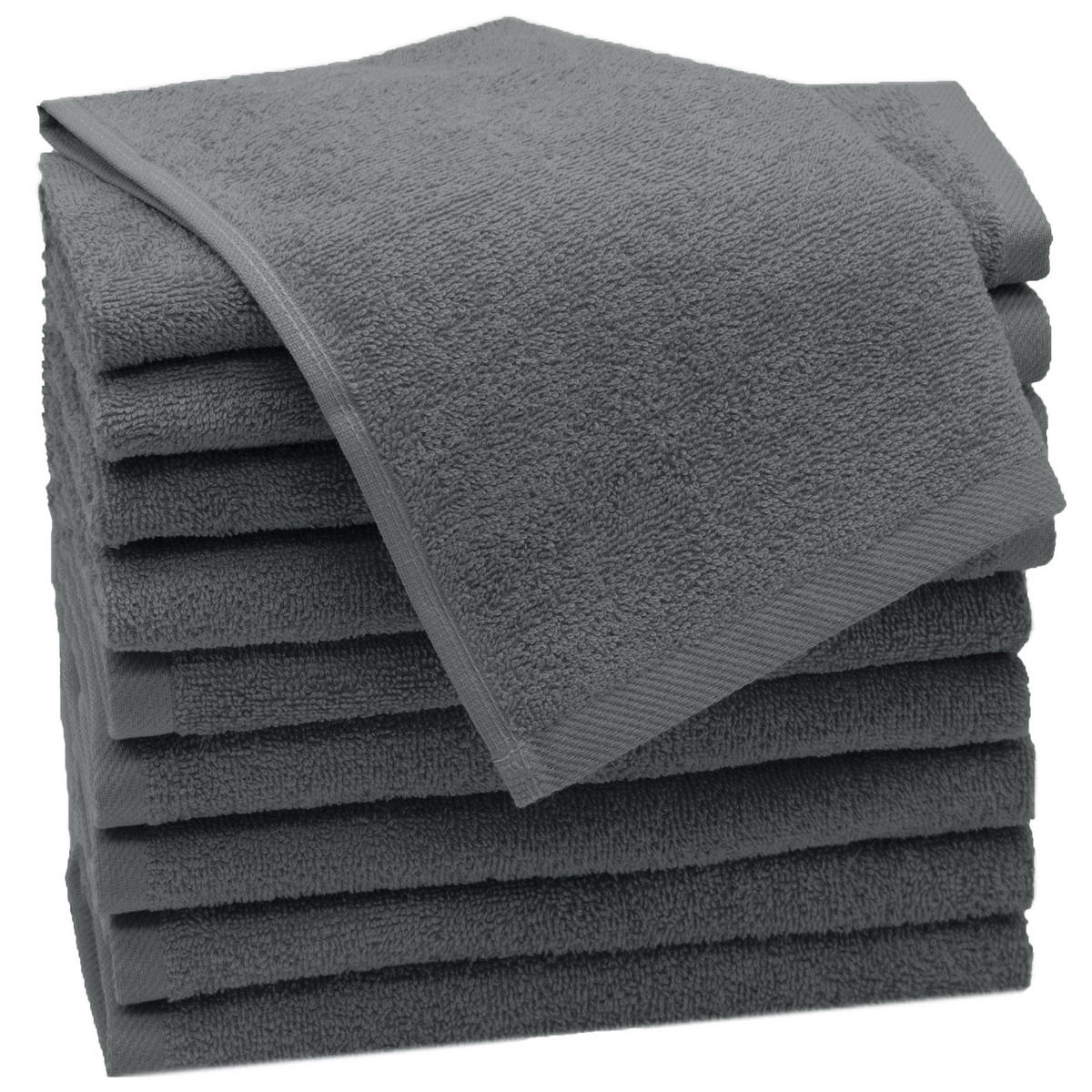 GÄSTETÜCHER, 10er-Set, 30x50 cm, 100% Baumwolle, Grau - Graphitfarben, Textil (30/50cm) - Zollner