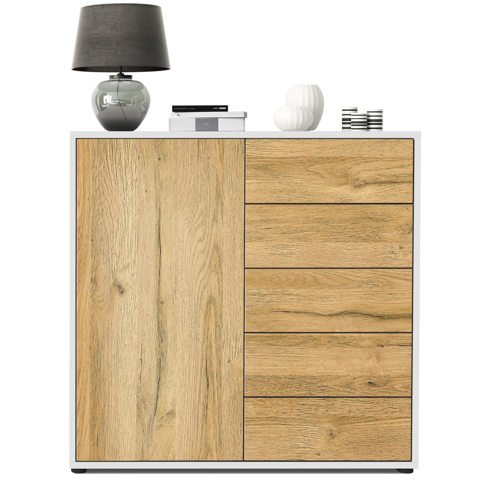 KOMMODE Ben Front in Eiche Nature - Eichefarben, Holzwerkstoff (79/74/36cm) - Vladon
