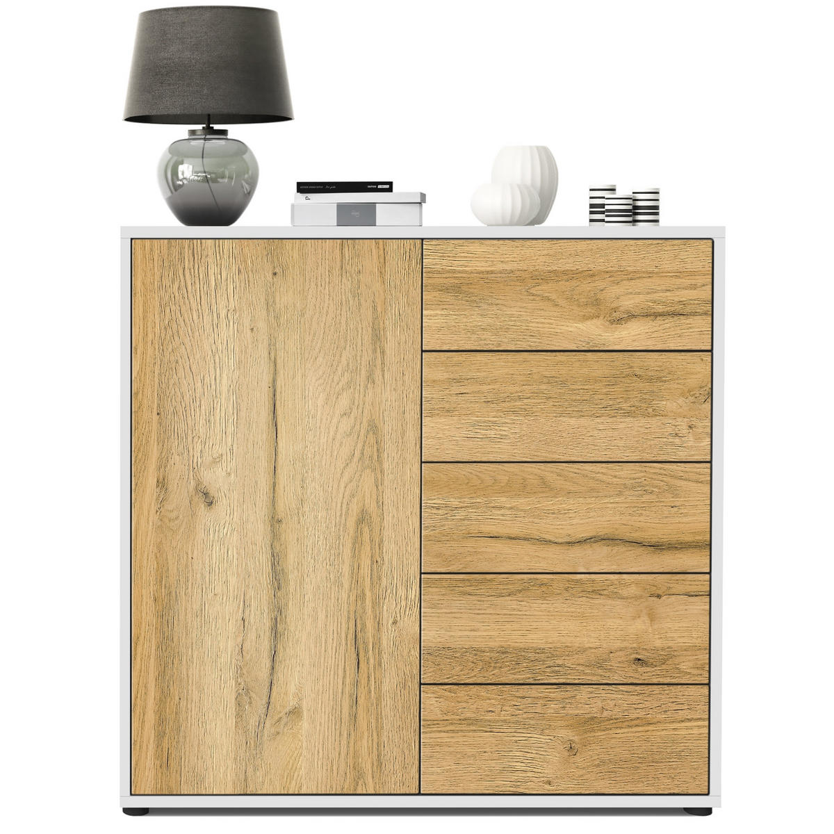 KOMMODE Ben Front in Eiche Nature - Eichefarben, Holzwerkstoff (79/74/36cm) - Vladon