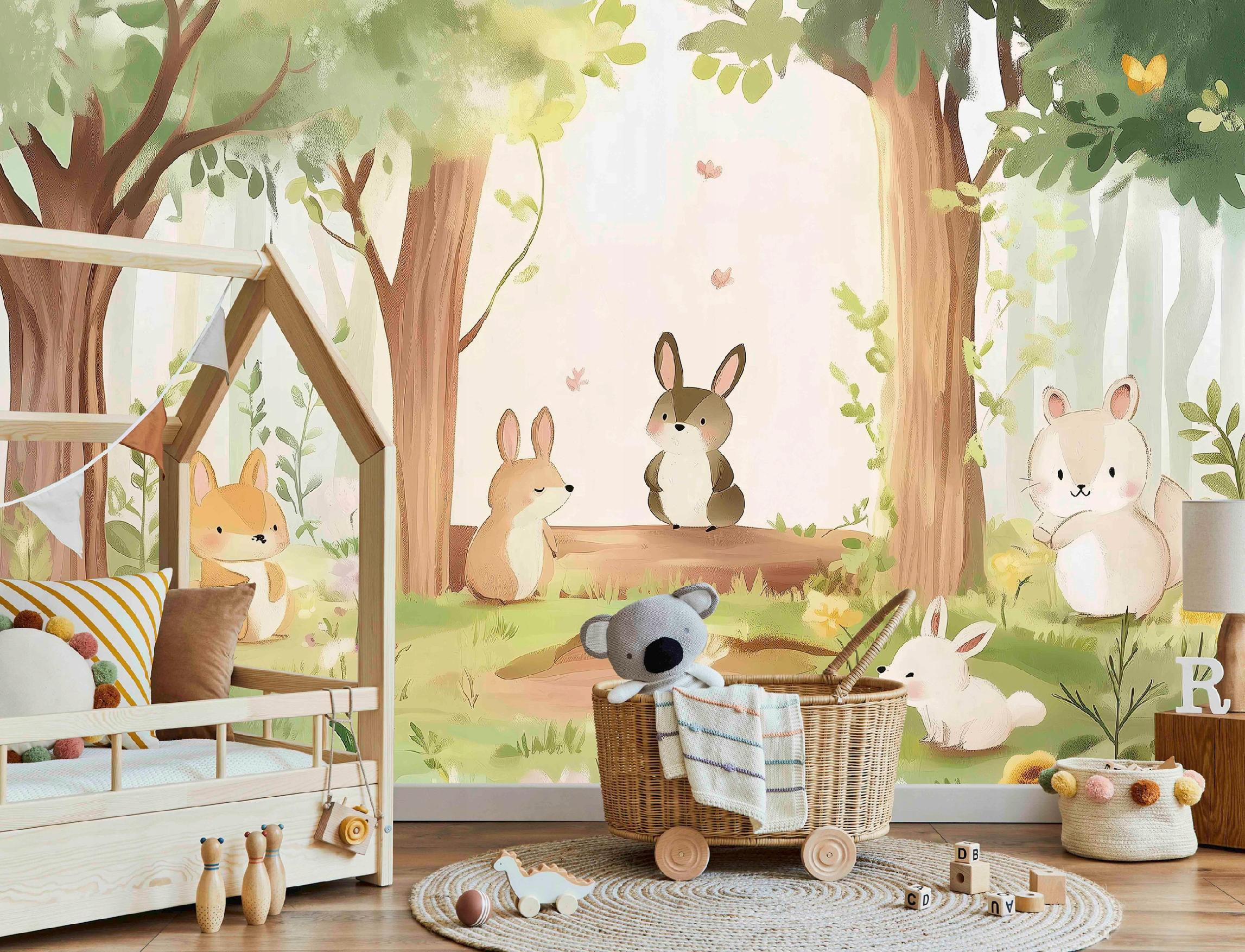 FOTOTAPETE Kinderzimmer Wald Tiere 250x175 - Multicolor, Papier (250/175cm) - Wallarena