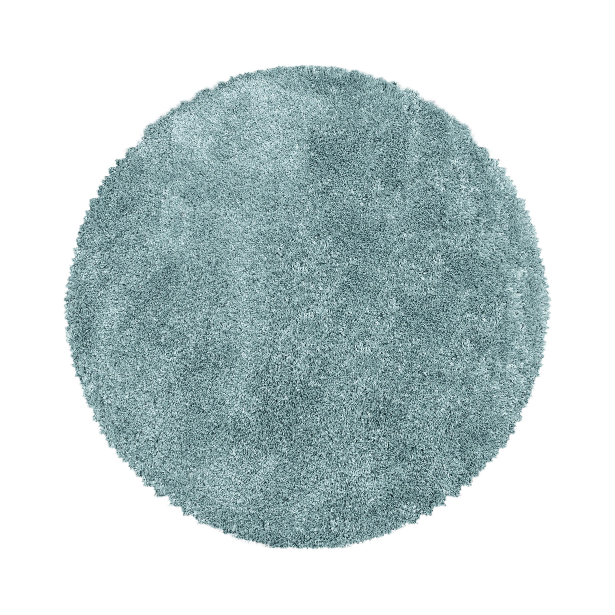 TEPPICH Hochflor Shaggy Uni Style Polypropylen Wohnzimmer Blau Rund 120x120 - Blau, Textil (120/120cm) - KADIMA DESIGN