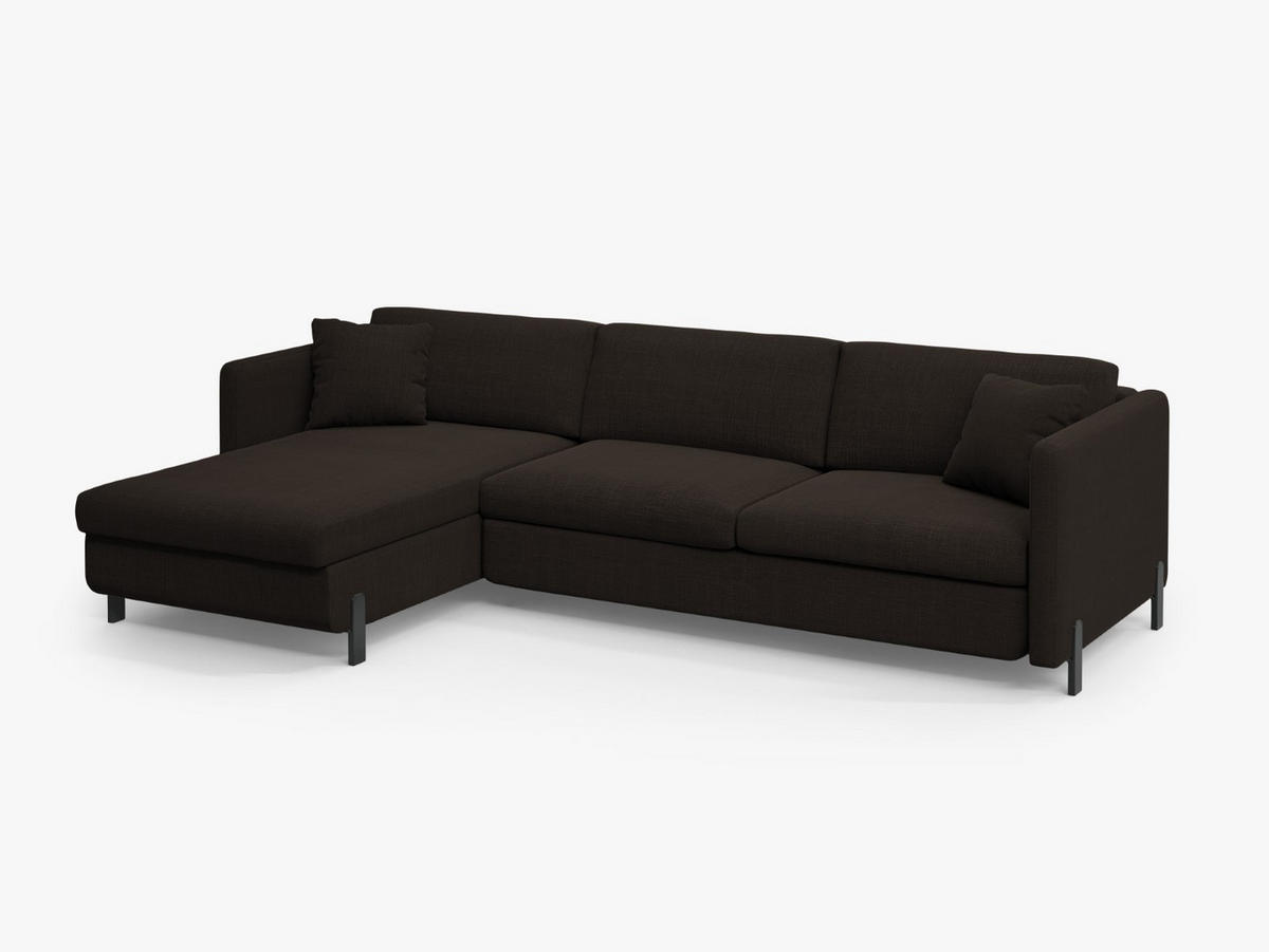 ECKSOFA ausklappbar links mit Container Gloria aus strukturiertem Stoff dunkelgrau 4 Sitzplätze - Dunkelgrau, Textil (260/170cm) - Micadoni