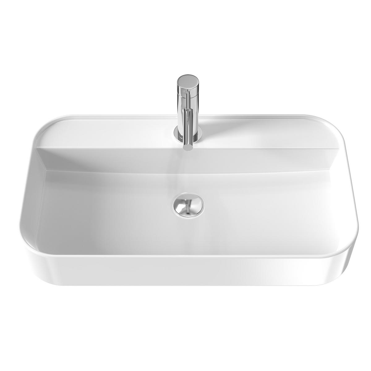 WASCHBECKEN Weiß 70/40/11 cm - Weiß Hochglanz, Keramik (40/11/70cm) - EMKE