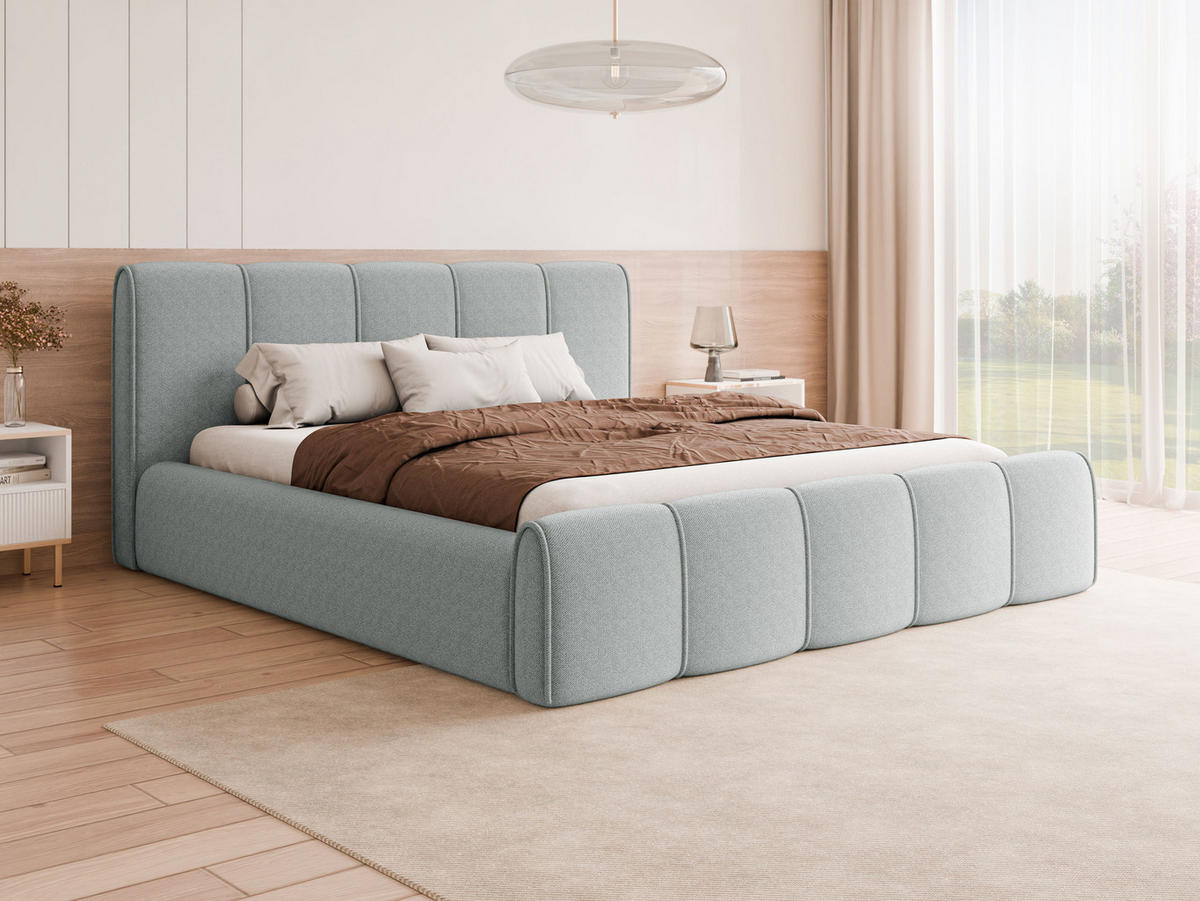 POLSTERBETT Lewis - Hellgrau, Holz/Holzwerkstoff (180/200cm) - MIRJAN24