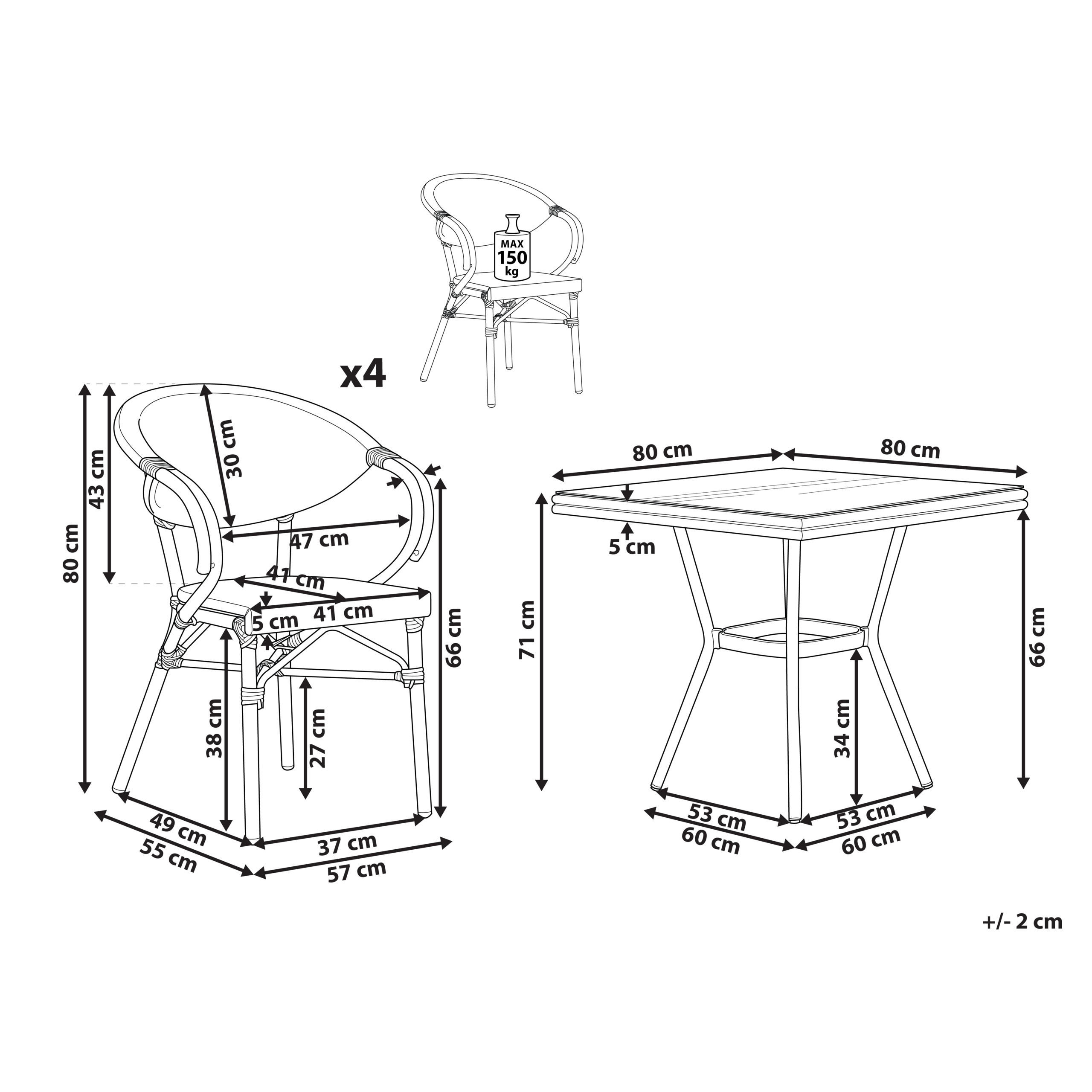 Thumbnail - Beliani Gartenmöbel-Set, Grau, Dunkelbraun, Metall, Gartenmöbel, Gartenmöbel-Sets