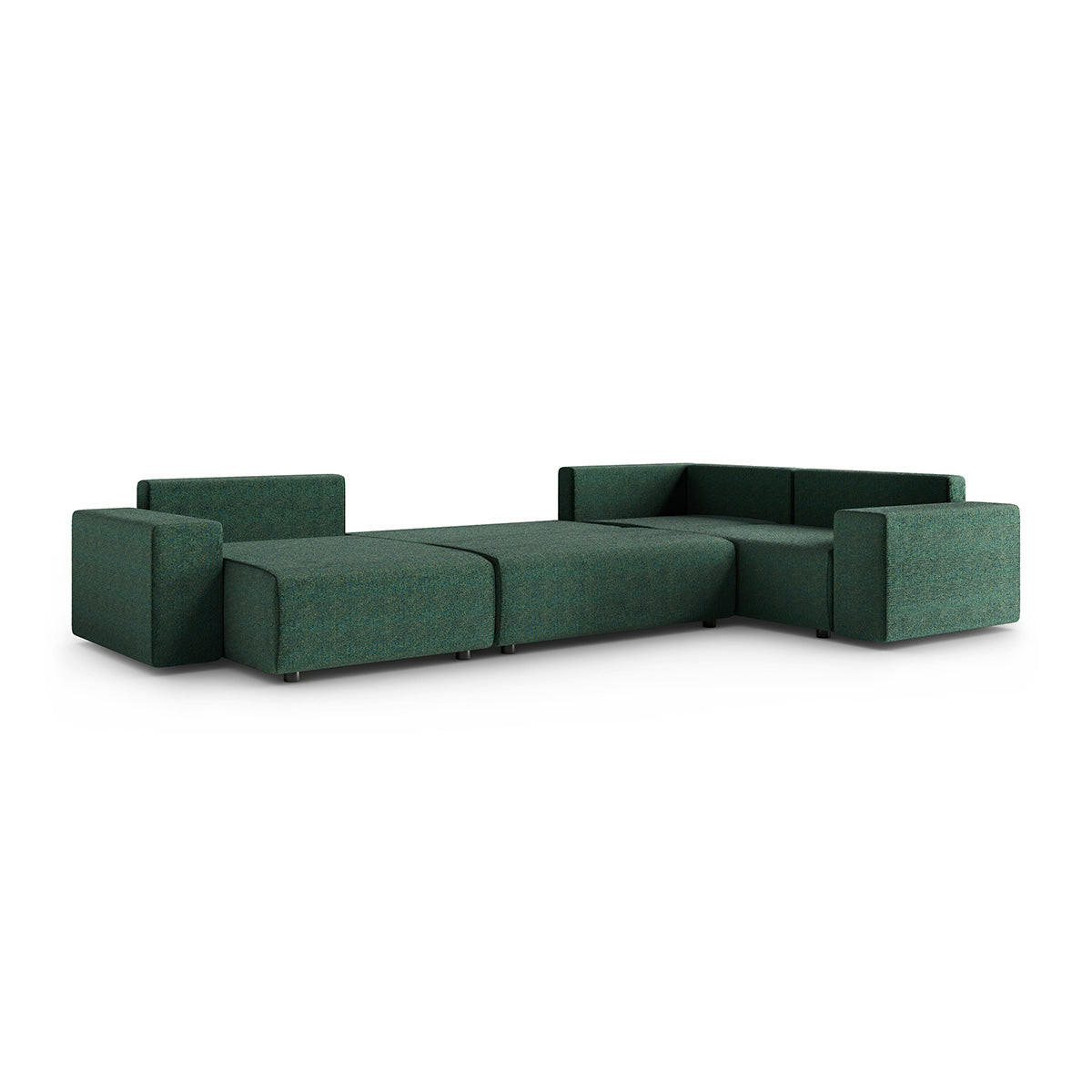 PANORAMASOFA Lorenzo 5 Sitzplätze Grün - Grün, Holz (378/85/236cm) - Petits-meubles