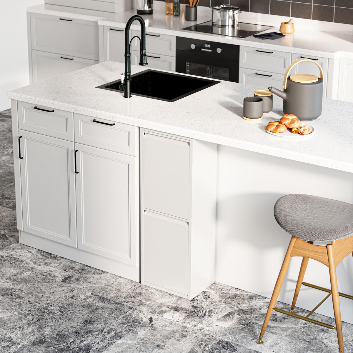 SKŘÍŇ NA ODPADKY Sollentuna - bílá, kov/plast (33/93/25cm) - [en.casa]