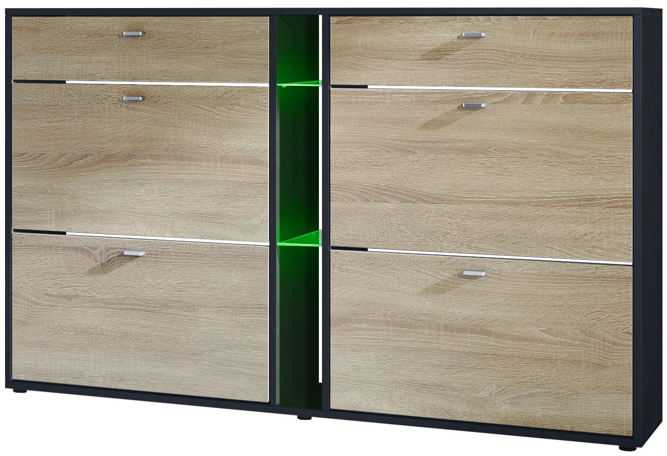 SCHUHSCHRANK Today Fronten in Eiche sägerau - Eiche San Remo, Holzwerkstoff (155.5/95/28cm) - Vladon