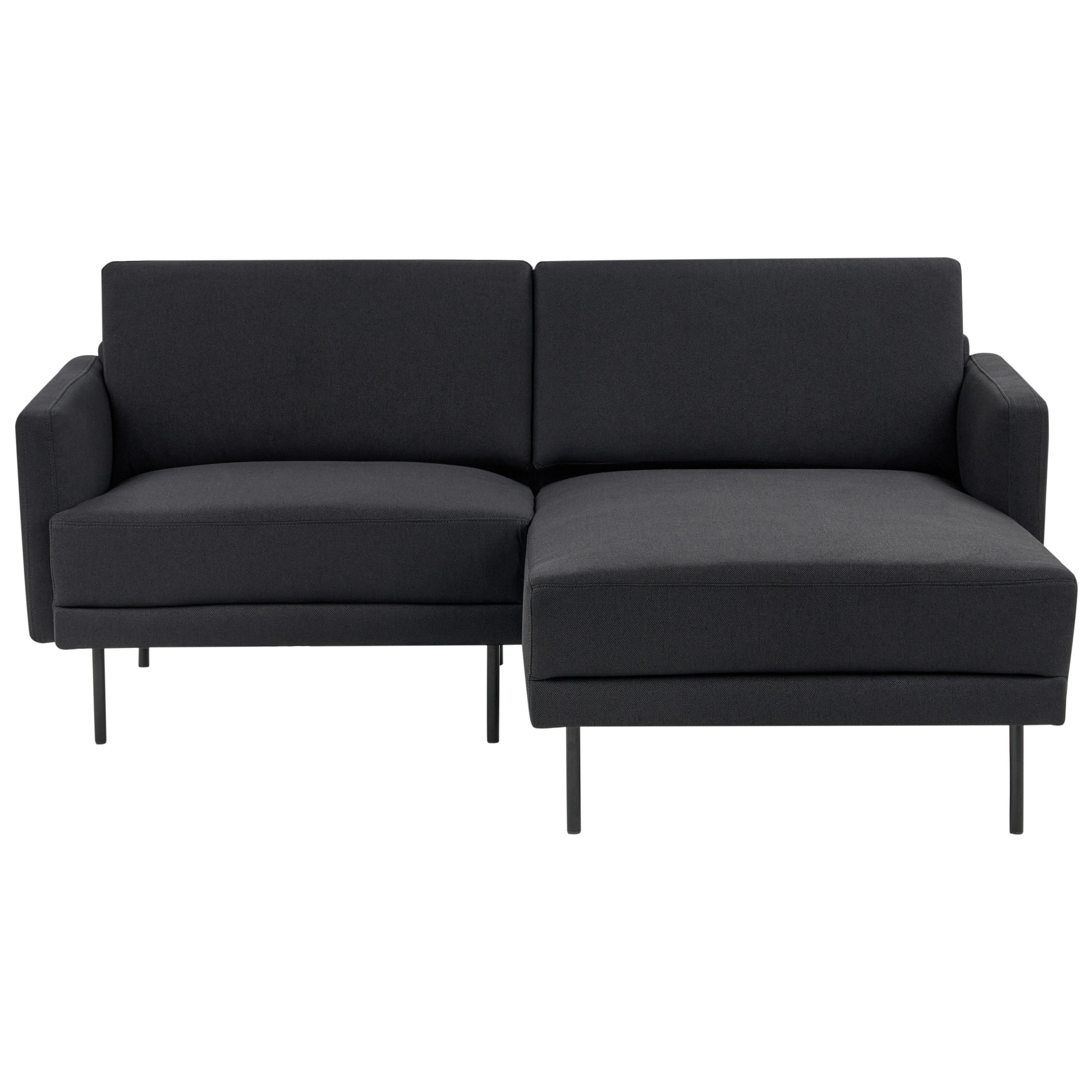 ECKSOFA 2-Sitzer Stoff Schwarz linksseitig Breda - Schwarz, Textil (192/155cm) - Beliani