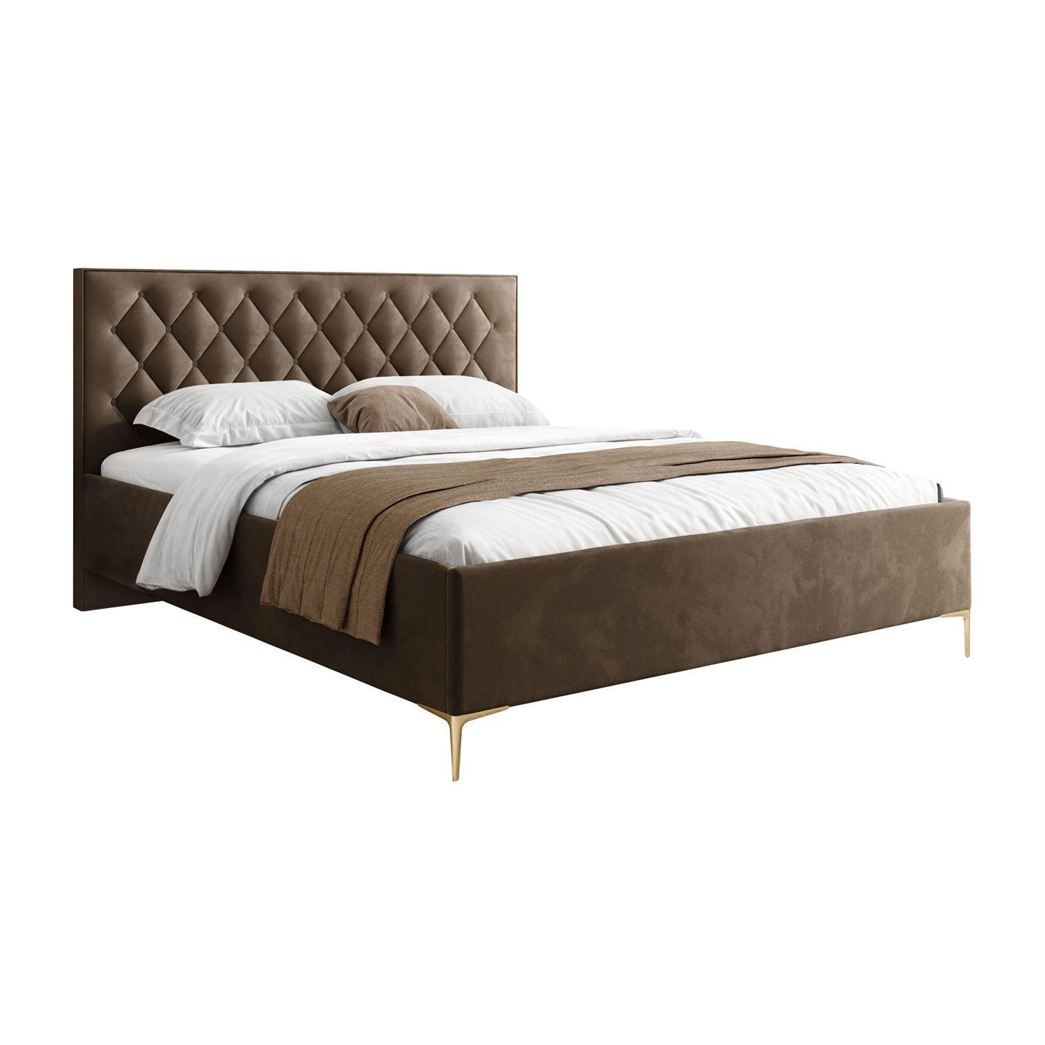 POLSTERBETT INEZ mit Bettkasten 160x200 cm Royal Velvet 196 - Braun, Textil (160/200cm) - Lookway