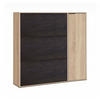 SCHUHSCHRANK Eiche, Schwarz 22/106/115 cm - Wildeiche/Schwarz, Holzwerkstoff (106/115/22cm) - DMORA