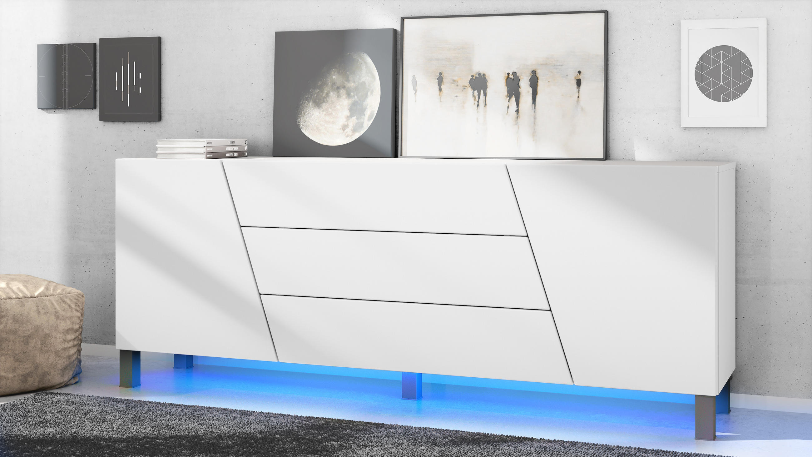 SIDEBOARD Houston Weiß matt - Weiß, Holzwerkstoff (178/69.5/38.5cm) - Vladon