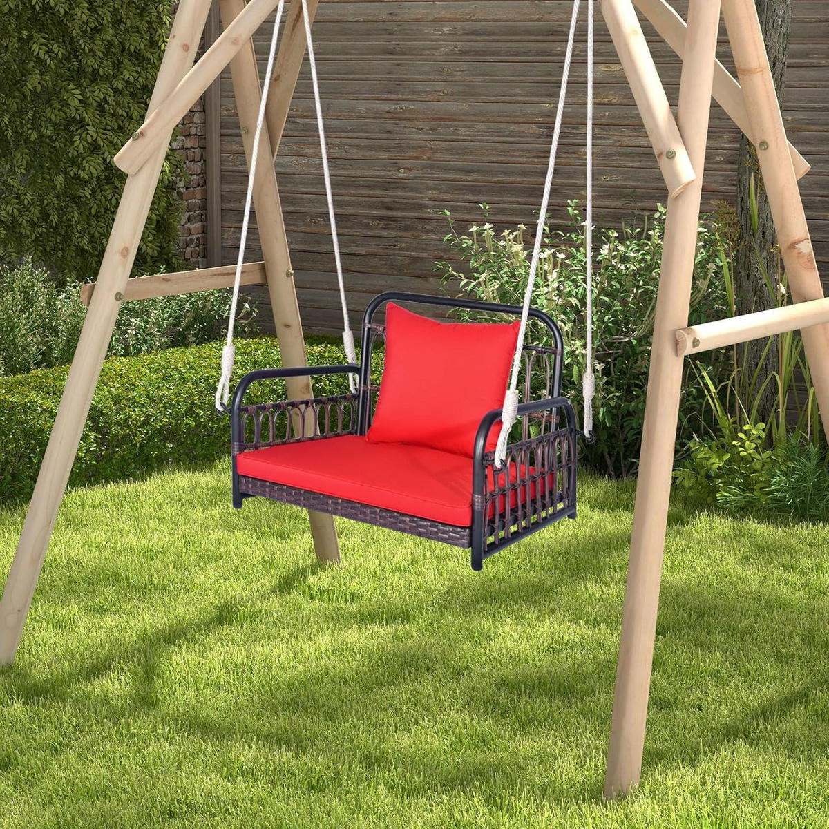 TERRASSENSCHAUKEL ‎Rot - Rot, Metall (80/57.5/65cm) - COSTWAY