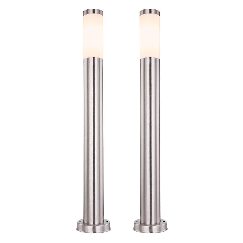 LED WEGELEUCHTE Edelstahl Silber 2er Set - Silberfarben, Metall (7.8/7.8/80cm) - Globo Lighting