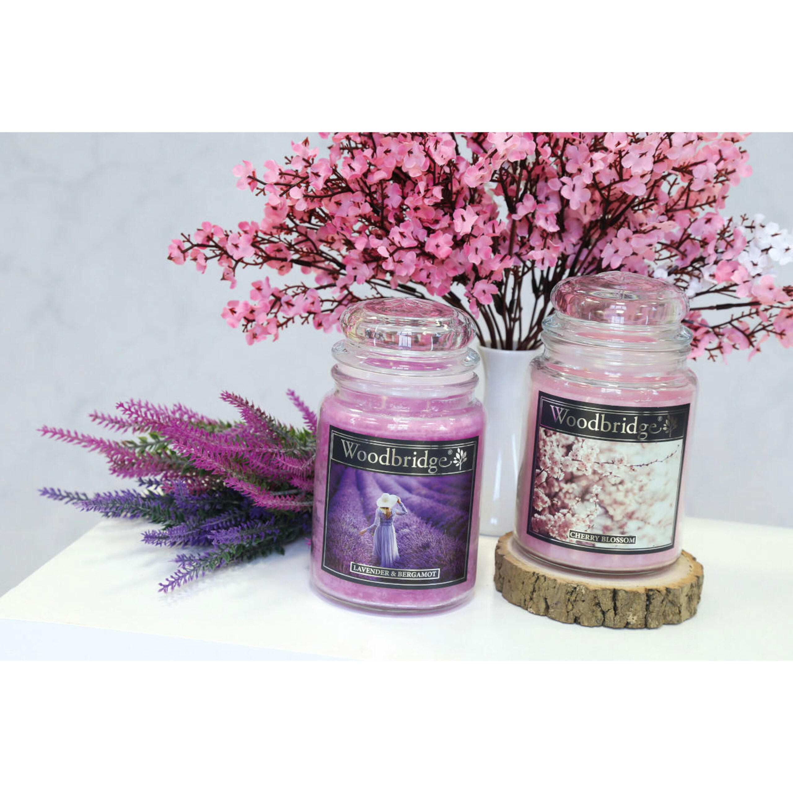 DUFTKERZE Woodbridge - Rosa, Naturmaterialien/Glas (17cm)