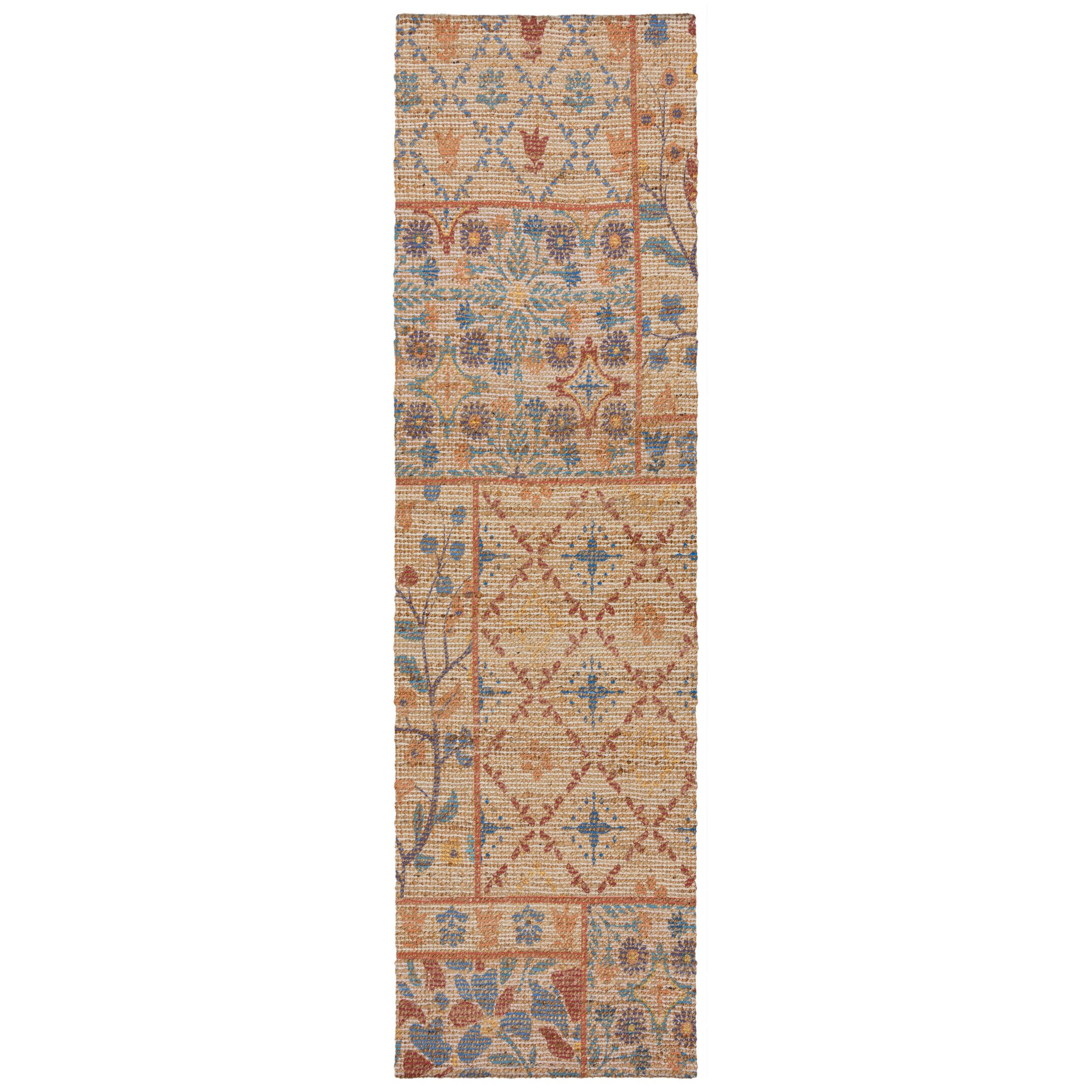 TEPPICH Jute Boho Patchwork, Wohnzimmer Natur-Blau Läufer 60x230 - Beige, Textil (230/60cm) - KADIMA DESIGN