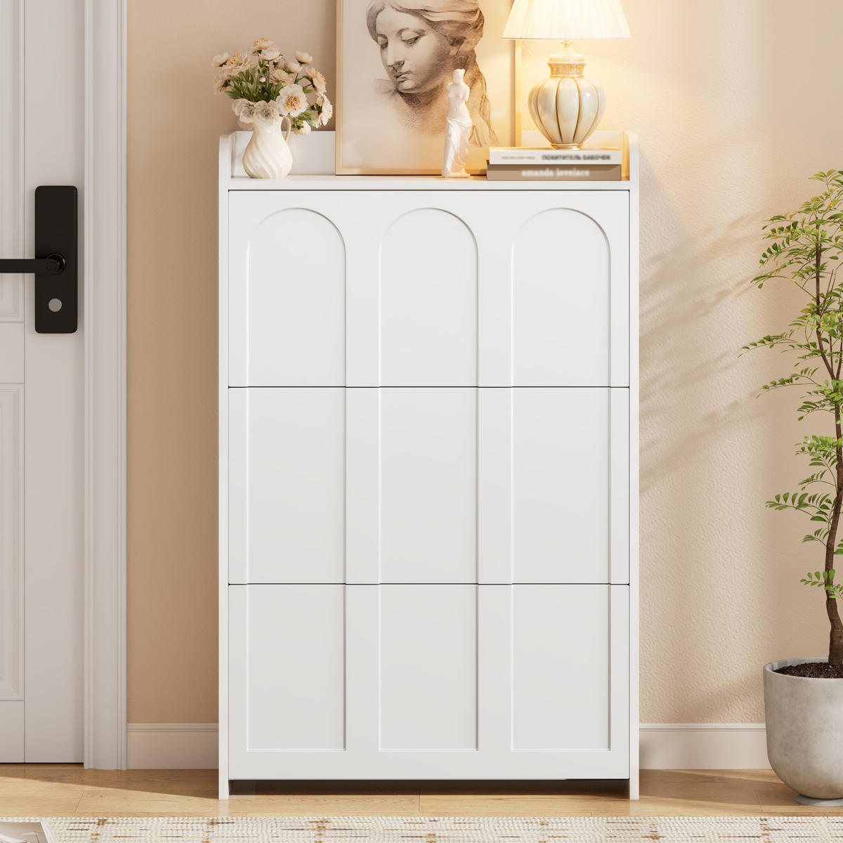 SCHUHSCHRANK aus MDF 70x25x120cm in Weiß mit 6 Fächern - Weiß, Holzwerkstoff (70/102/25cm) - Modfu